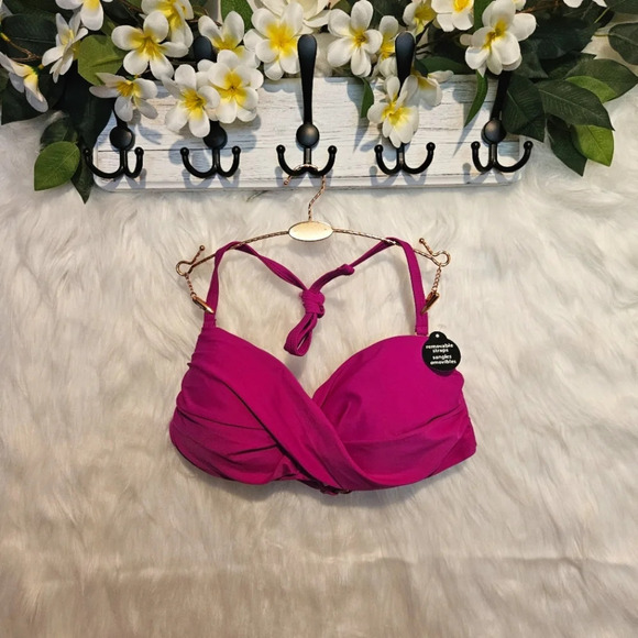 George Twist Front Padded Halter Bandeau Bikini Top - Picture 2 of 5